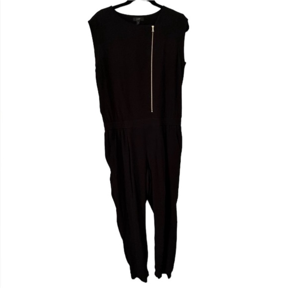 J. Crew Asymmetric Zip Jumpsuit In Black Womens 6 Sleeveless - Picture 8 of 8